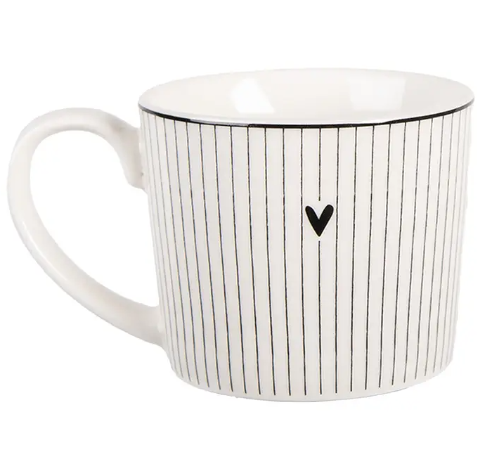 Mug 275 ml en porcelaine blanche motif Cœur - Elvarro