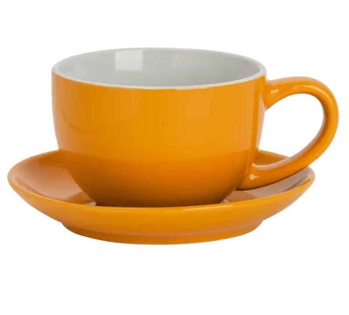Soucoupe à cappuccino en grès 14 cm jaune - Elvarro