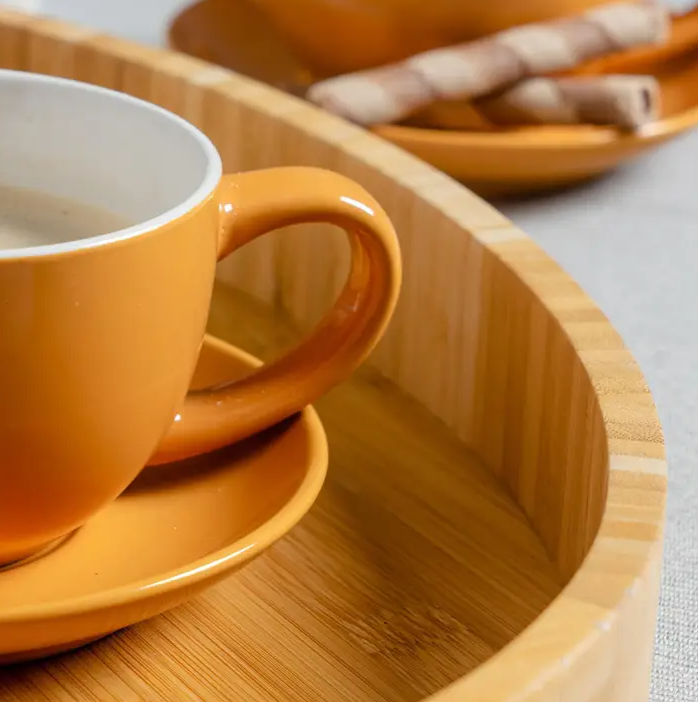 Soucoupe à cappuccino en grès 14 cm jaune - Elvarro