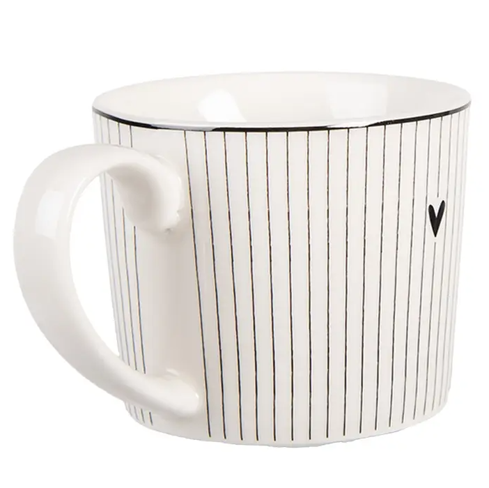 Mug 275 ml en porcelaine blanche motif Cœur - Elvarro