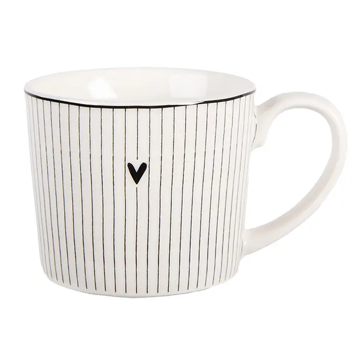 Mug 275 ml en porcelaine blanche motif Cœur - Elvarro