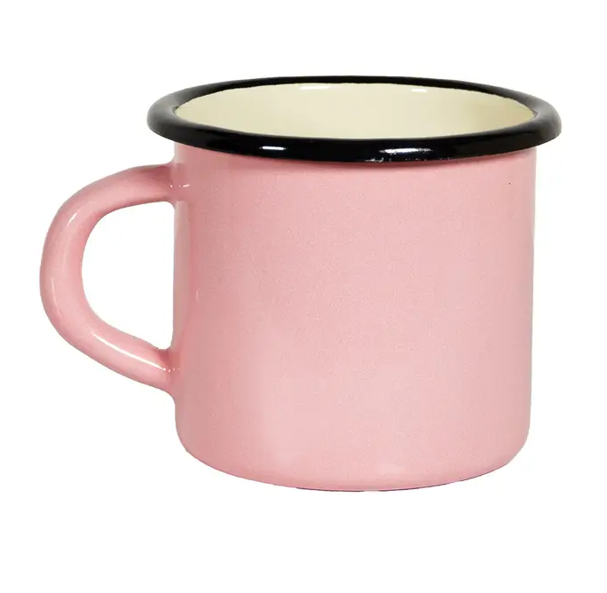Tasse rétro en fer émaillé rose poudré - Elvarro