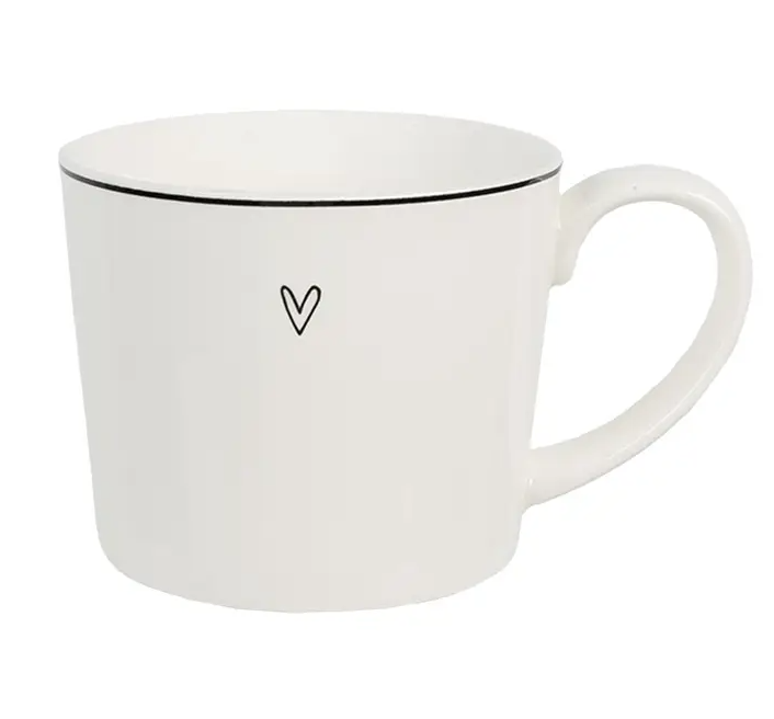 Mug 275 ml en céramique blanche motif Cœur - Elvarro