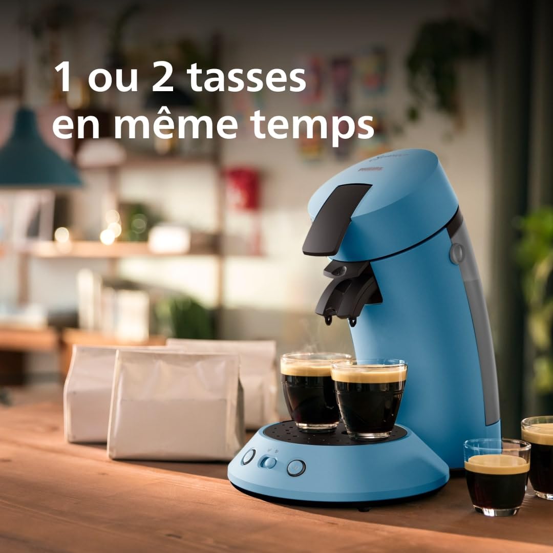 Machine à café dosettes CSA210/00 Bleu Paon – Finition mate moderne