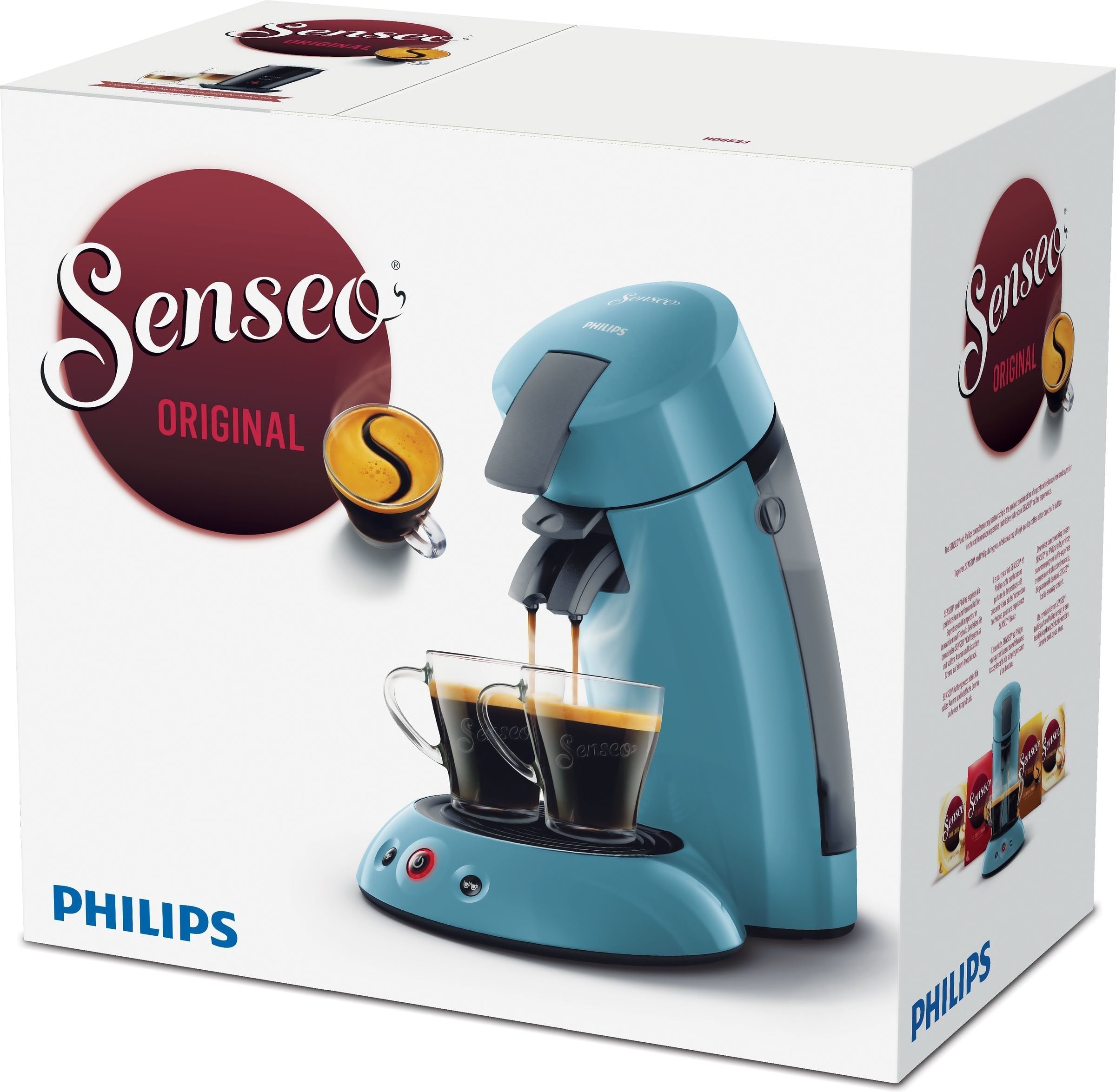 Cafetière à dosettes HD6553/21 Bleue – Réservoir 0,7L & Puissance 1450W